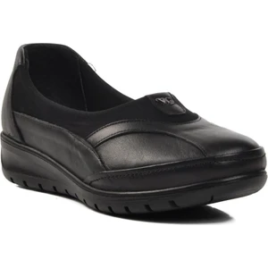 7507-1 Siyah  Deri Kadın Günlük Ayakkabı