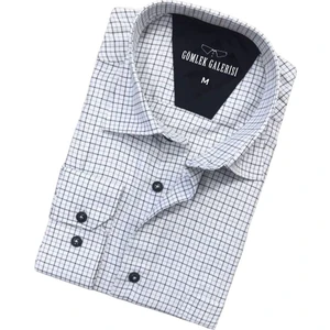 Gömlek Galerisi Klasik Kesim Kareli Uzun Kollu Erkek Pamuk Gömlek