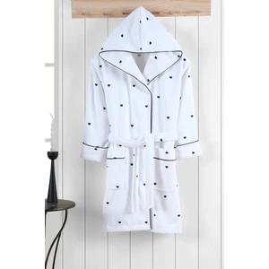 Kalpli Nakışlı %100 Pamuk Love Serisi Bornoz