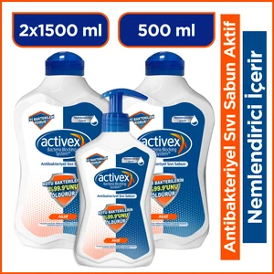 Antiibakteriyel Sıvı Sabun Aktif 2x1.5 Lt + 500 ml