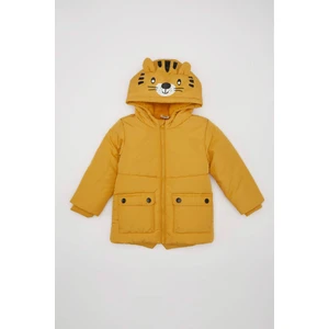 Erkek Bebek Pelüş Astarlı Su itici Kumaş Detay Kapüşonlu Şişme Mont C7761A524WN