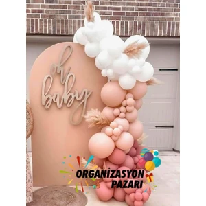 Balon Seti Beyaz-Pink Blush-Rose Wood 60 Lı Balon Zinciri Seti
