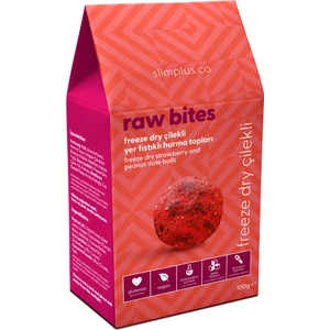 Freeze Dry Çilek Kaplı Glutensiz Vegan Yerfıstıklı Hurma Topları Raw Bites 100 gr