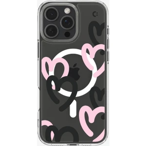 iPhone 16 Pro Max Kılıf Ultra Hybrid MagFit MagSafe özellikli Hearts Black Pink - ACS08272