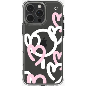 iPhone 16 Pro Max Kılıf Ultra Hybrid MagFit MagSafe özellikli Hearts White Pink - ACS08274