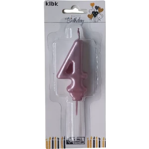 Ngüzel Party 4 Yaş Büyük Boy (7 Cm) 4 Rakam Lüks Pasta Mum Pembe