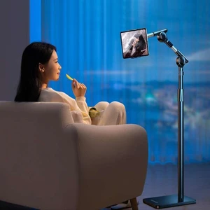 Profesyonel 12.9 Inçe Kadar Uyumlu Tablet Tutucu Yüksekliği Ayarlanabilir 360 Derece Dönebilen Kol ve Stant Olan Metal Taban Alüminyum Gövde 140CM Siyah Renk LD052