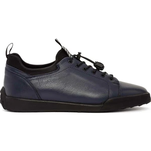 Erkek Lacivert Bağcıklı Deri Sneaker 24WFD641118