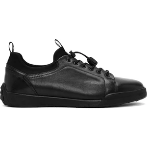 Erkek Siyah Bağcıklı Deri Sneaker 24WFD641118