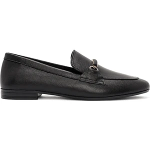 Kadın Siyah Toka Detaylı Deri Maskülen Loafer 24WFD350018