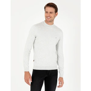 Pierre Cardin Erkek Krem Melanj Slim Fit Yarım Balıkçı Yaka Basic Triko Kazak 50296613-VR159