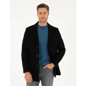 Pierre Cardin Erkek Siyah Ekstra Slim Fit Yün Karışımlı Kaşe Kaban 50297487-VR046