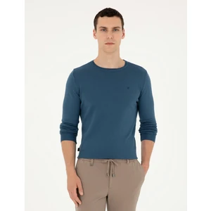 Pierre Cardin Erkek Kobalt Slim Fit Bisiklet Yaka Basic Triko Kazak 50296621-VR077