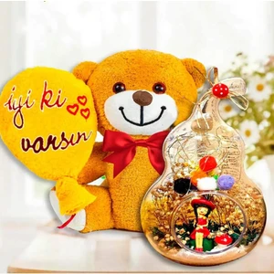 Best Friends Arkaşa Hediye Işıklı Teraryum & Iyi Ki Varsın Peluş Ayıcık Arkadaşa Hediye