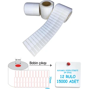 A Etiket Kuyumcu Yüzük Etiketi 72X10MM Pp Opak 12 Rulo 1250'LI Sarım