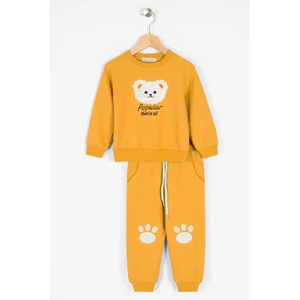 Erkek Çocuk Hardal Renkli Ayı Detaylı Eşofman Takımı
