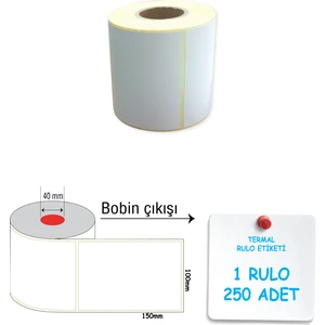 A Etiket Termal Barkod Etiketi 100X150MM 1 Rulo 250 Sarım