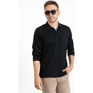 Erkek Orta Yaş ve Üzeri Polo Yaka Cepli Uzun Kollu Mevsimlik Sweatshirt 1103-Siyah