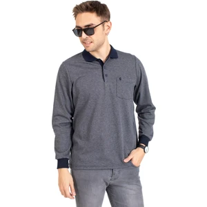 Erkek Orta Yaş ve Üzeri Polo Yaka Cepli Uzun Kollu Fitilli Mevsimlik Sweatshirt 1219-Gri
