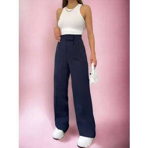 Balta Collection Kadın Yüksek Bel Likralı Esnek Cırt Kapamalı Pileli Rahat Kalıp Palazzo Pantolon