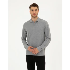 Pierre Cardin Erkek Gri Melanj Slim Fit Basic Sweatshirt 50294438-VR086