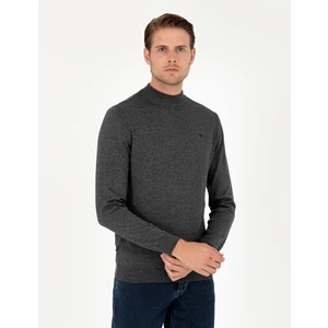 Pierre Cardin Erkek Antrasit Melanj Slim Fit Yarım Balıkçı Yaka Basic Triko Kazak 50296613-VR081