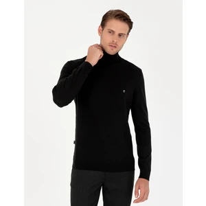 Pierre Cardin Erkek Siyah Slim Fit Balıkçı Yaka Basic Triko Kazak 50296602-VR046