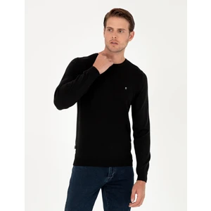 Pierre Cardin Erkek Siyah Slim Fit Bisiklet Yaka Basic Triko Kazak 50296621-VR046