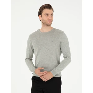 Pierre Cardin Erkek Açık Gri Melanj Slim Fit Bisiklet Yaka Basic Triko Kazak 50296621-VR091