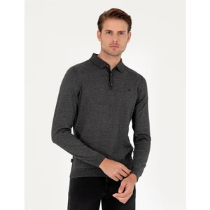 Pierre Cardin Erkek Antrasit Melanj Slim Fit Polo Yaka Basic Triko Kazak 50296623-VR081