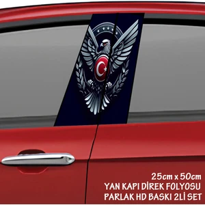 Ayyıldız Kartal Renkli Baskılı Folyo Kaplama - 2li Kapı Direkleri Için Sticker Modifiye
