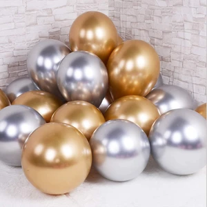 30 Adet Balon Metalik Renkler Beyaz - Gold - Gümüş
