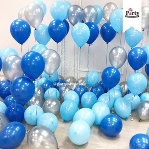Balon Diyarı 30 Adet Lacivert-Mavi-Gümüş Metalik Balon