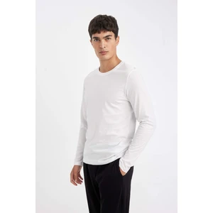 Slim Fit Dar Kesim Bisiklet Yaka Basic Düz Uzun Kollu Pijama Üstü Z2771AZ24AU