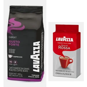 Expert Gusto Forte Çekirdek Kahve 1 kg + Lavazza Qualita Rossa Öğütülmüş Filtre Kahve 250GR