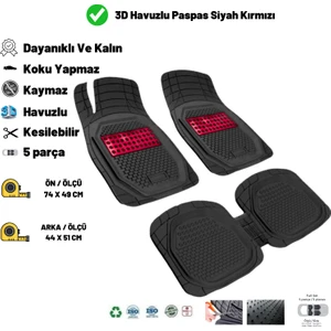 Renault R 12 Toros 1976 1/n Kaymaz Taban 3D Havuzlu Paspas Siyah Kırmızı
