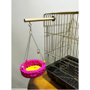 Paks Pet Örgü Kuş Hamağı (Pembe)Tünek Kuş Salıncağı Muhabbet Kuşu ve Cennet Papağanı Salıncağı