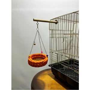 Paks Pet Örgü Kuş Hamağı Kuş Salıncağı (Turuncu) Tünek Muhabbet Kuşu ve Cennet Papağanı Salıncağı