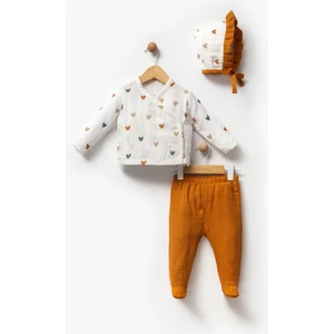 Tiny World Kalp Baskılı Şapkalı Müslin Takım