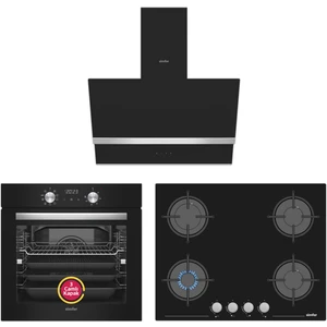 10 Fonksiyon Airfry Plus Siyah Set Ankastre Set (8211 Fırın + 3653 Ocak + 8738 Davlumbaz)