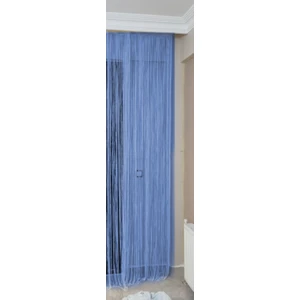 Akça Tekstil Düz Ip Mavi Renk En 100 cm Boy 210 cm Hazır Düğmeleri Dikilmiş Ip Perde