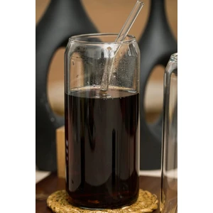 2'li 550 ml Pipetli Isıya Dayanıklı Cam Bardak - Kola Kutu Şekilli Kahve Sunum Bardağı