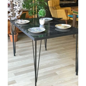 Yelken Mobilya Siyah Mermer Desenli 120 x 80 cm Tek Masa