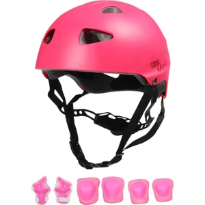 Pembe Kız Çocuk Kaskı Spor Koruyucu Kask Dizlik Dirseklik Donanım Seti Kaykay Bisiklet Scooter Paten