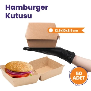 Baskısız Kraft Hamburger Kutusu 50 Adet