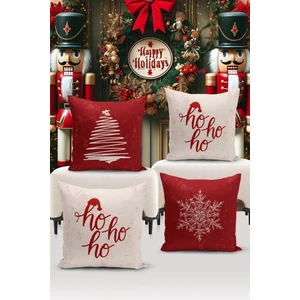 Bertille Home Yılbaşı Serisi Çift Tarafı Dijital Baskılı  4'lü Kırlent Kılıfı Seti (Christmas Noel Cushion Cover)