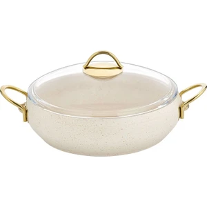 26 cm Güveç Basık Granit Tencere - Krem