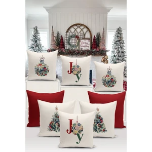 Bertille Home Yılbaşı Serisi Çift Tarafı Dijital Baskılı  8'li Kırlent Kılıfı Seti (Christmas Noel Cushion Cover)