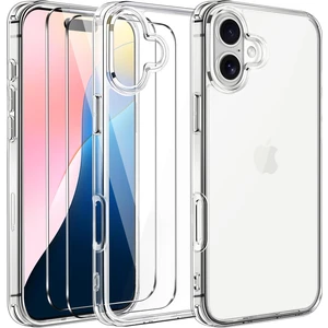 Apple iPhone1 6 Plus Şeffaf Silikon Kılıf + 2 Adet Cam Ekran Koruyucu Seti
