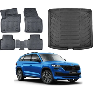 Kalite Oto Skoda Kodiaq 2022 Model 3D Bagaj Havuzu+3d Araca Özel Paspas Takımı Luxury Serisi
